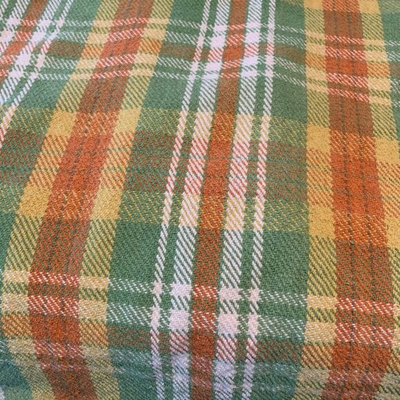 April Cornell Orange Yellow Green Plaid and Fringe Rectangular Tablecloth 80x54 - Picture 3 of 9